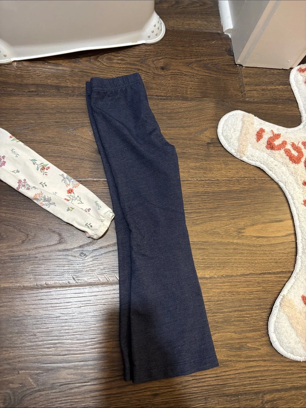 Carter's Cream Floral Top with Navy Pants Kids Matching Set